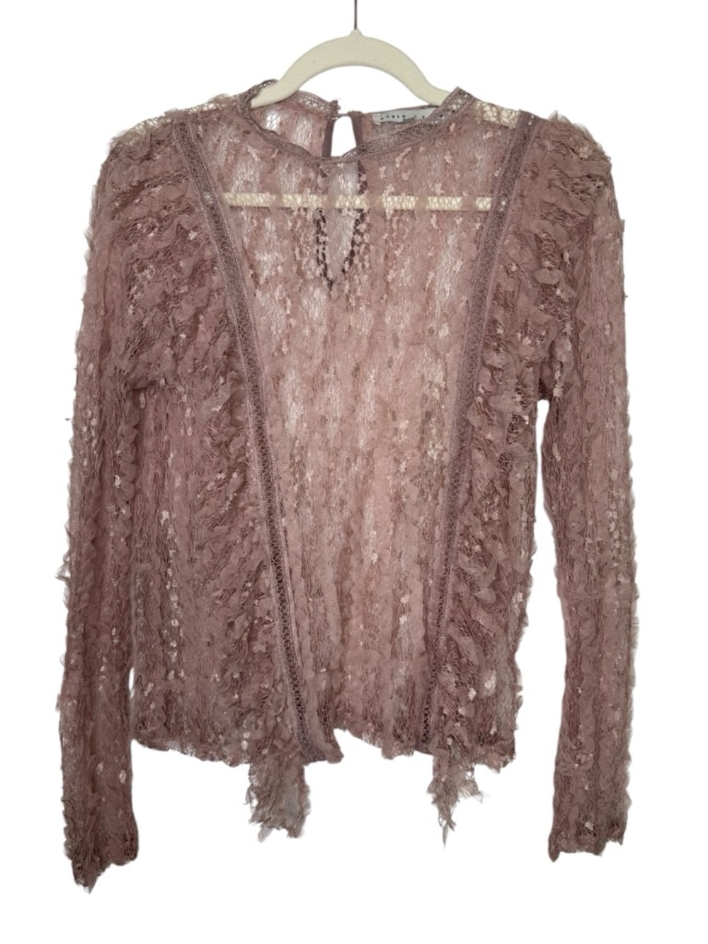 Endless Rose Dusty Rose Lace Ruffled Top